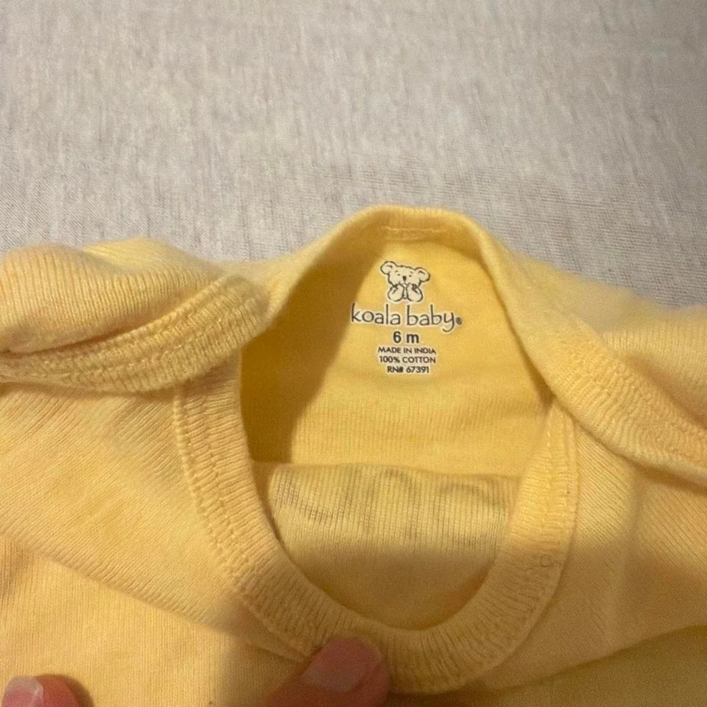 3-piece 6 month bundle - yellow and‎ grey onesie